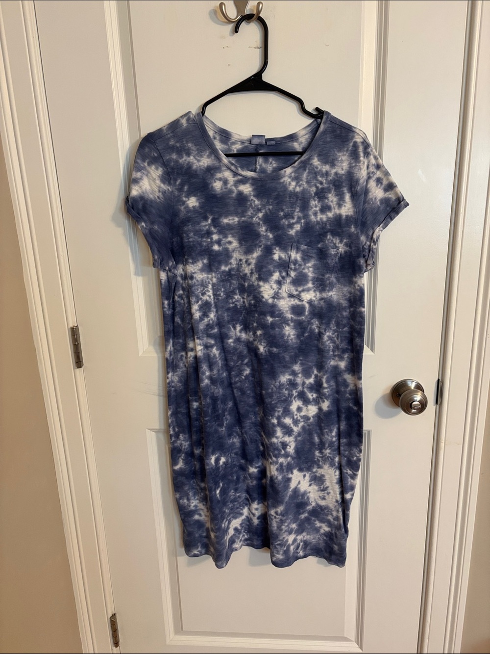 GAP Navy and White Tie-Dye Short Sleeve Shift Dress